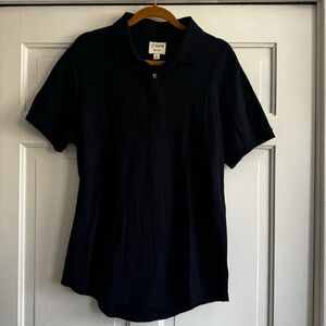 CUTS Men's Pima Cotton Blend Curve-Hem Short Sleeve Polo Shirt Navy Size L